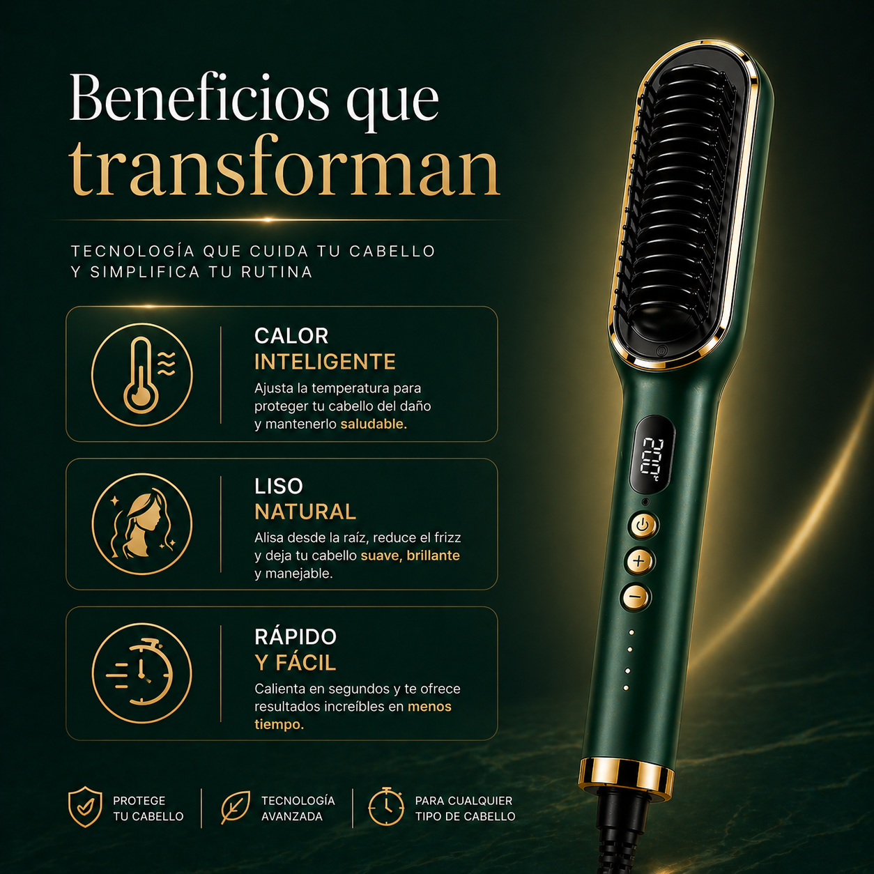 🔥LissPro™ - Cepillo Alisador - Cabello liso en instantes + Regalo Especial Día de la Madre 🎁